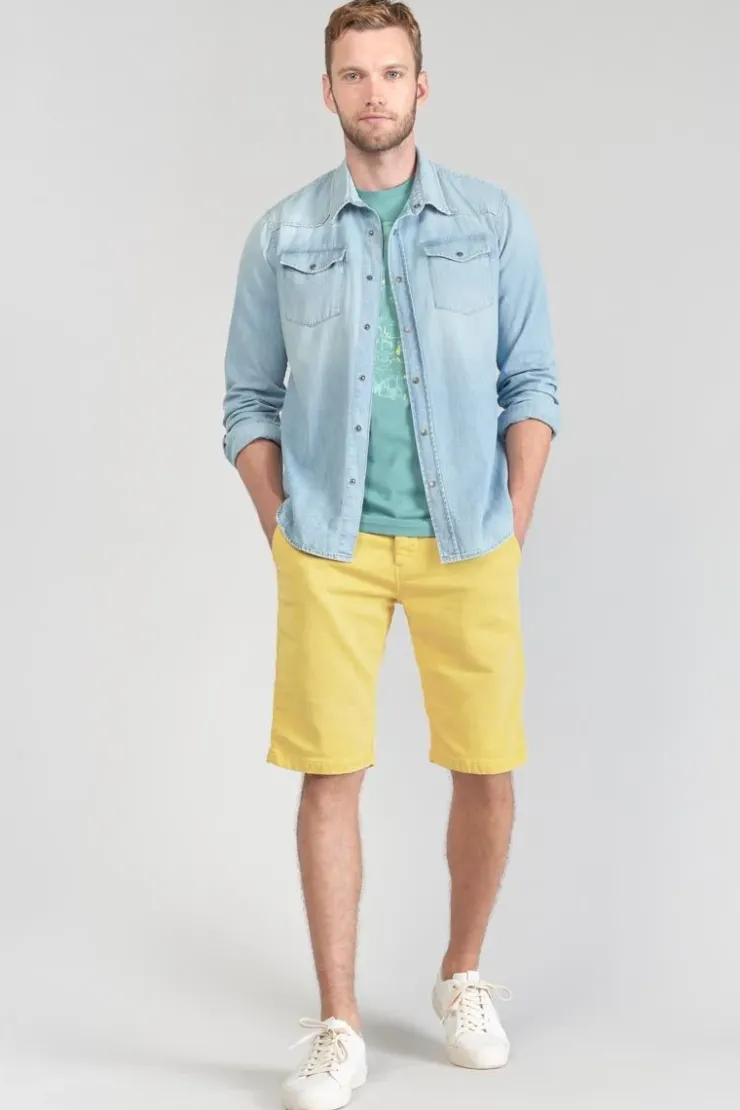 Homme Le Temps des Cerises Chemises Et Vestes-Chemise Juanito En Jeans Bleu Clair