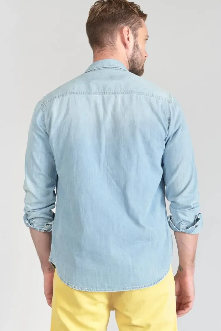 Homme Le Temps des Cerises Chemises Et Vestes-Chemise Juanito En Jeans Bleu Clair