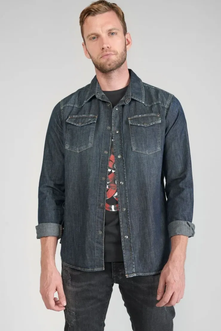 Homme Le Temps des Cerises Chemises Et Vestes-Chemise Juanito En Jeans Brut