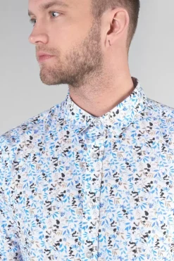 Homme Le Temps des Cerises Chemises-Chemise Mariot Blanche A Motif Feuilles