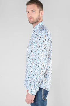 Homme Le Temps des Cerises Chemises-Chemise Mariot Blanche A Motif Feuilles