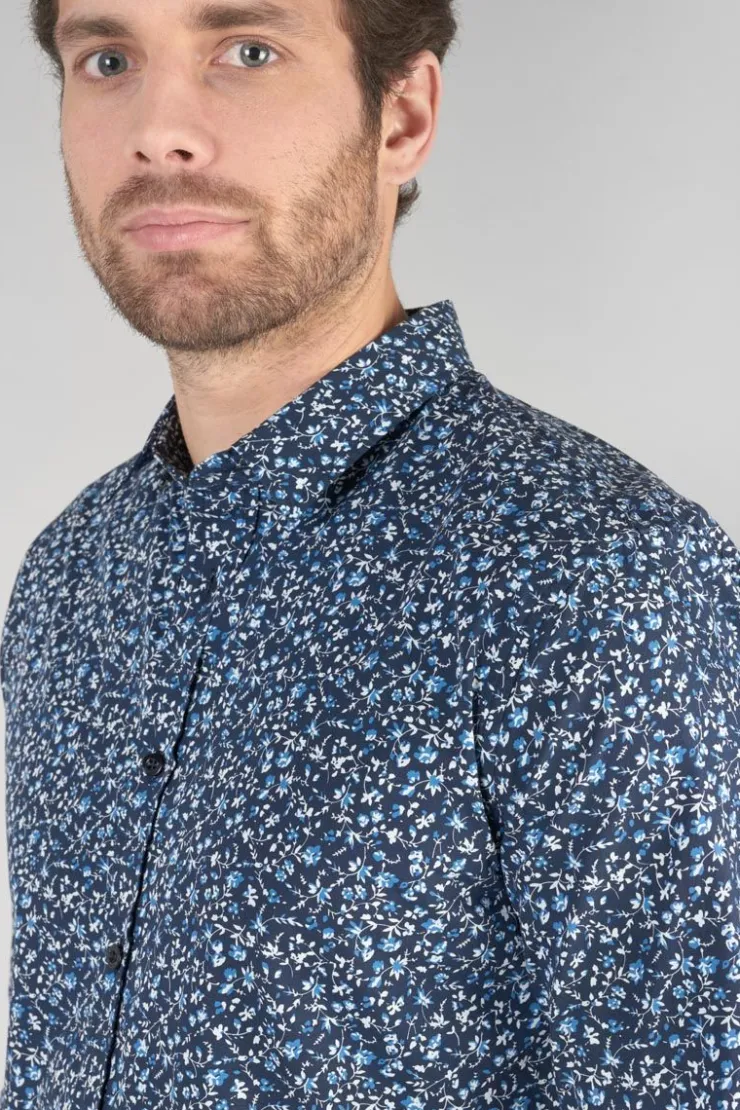 Homme Le Temps des Cerises Chemises-Chemise Nobel Bleu Marine A Motif Fleuri