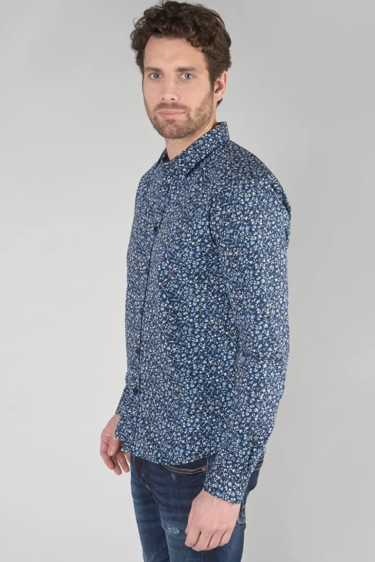 Homme Le Temps des Cerises Chemises-Chemise Nobel Bleu Marine A Motif Fleuri