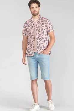 Homme Le Temps des Cerises Chemises-Chemise Postir Rose A Motif Fleuri
