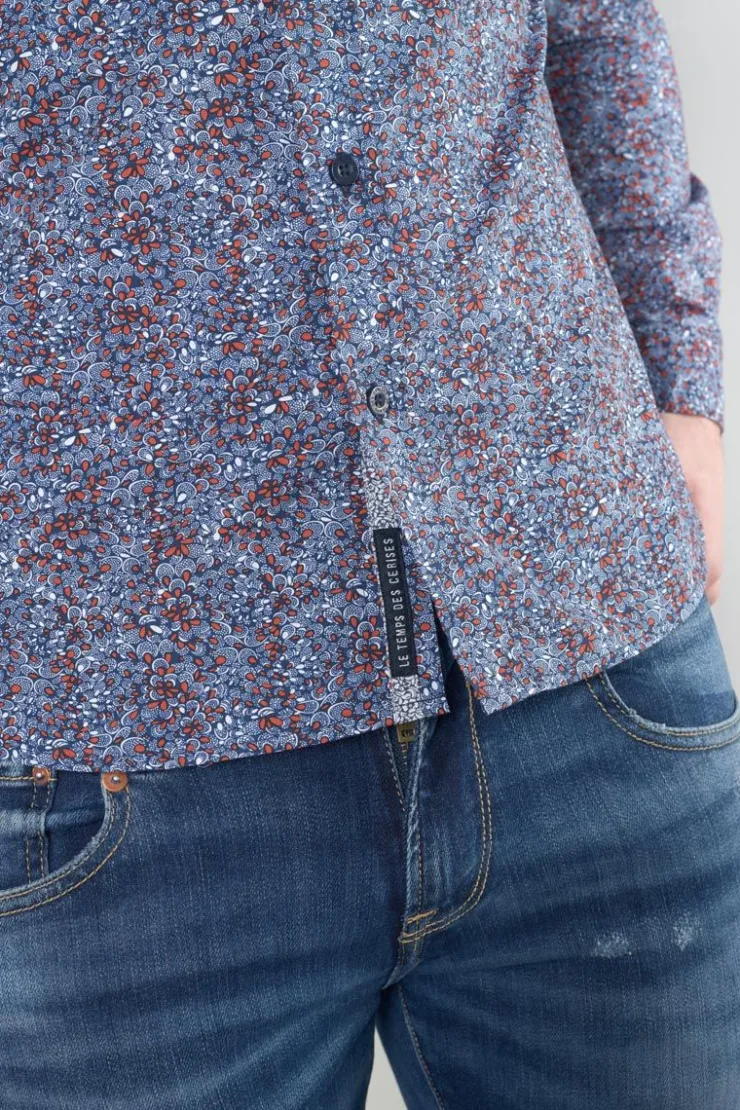 Homme Le Temps des Cerises Chemises-Chemise Retil Bleu Marine A Motif