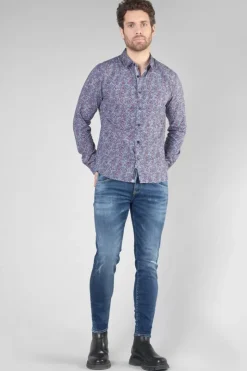 Homme Le Temps des Cerises Chemises-Chemise Retil Bleu Marine A Motif