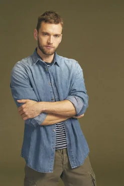 Homme Le Temps des Cerises Chemises Et Vestes-Chemise Valmy En Jeans Bleu Delave