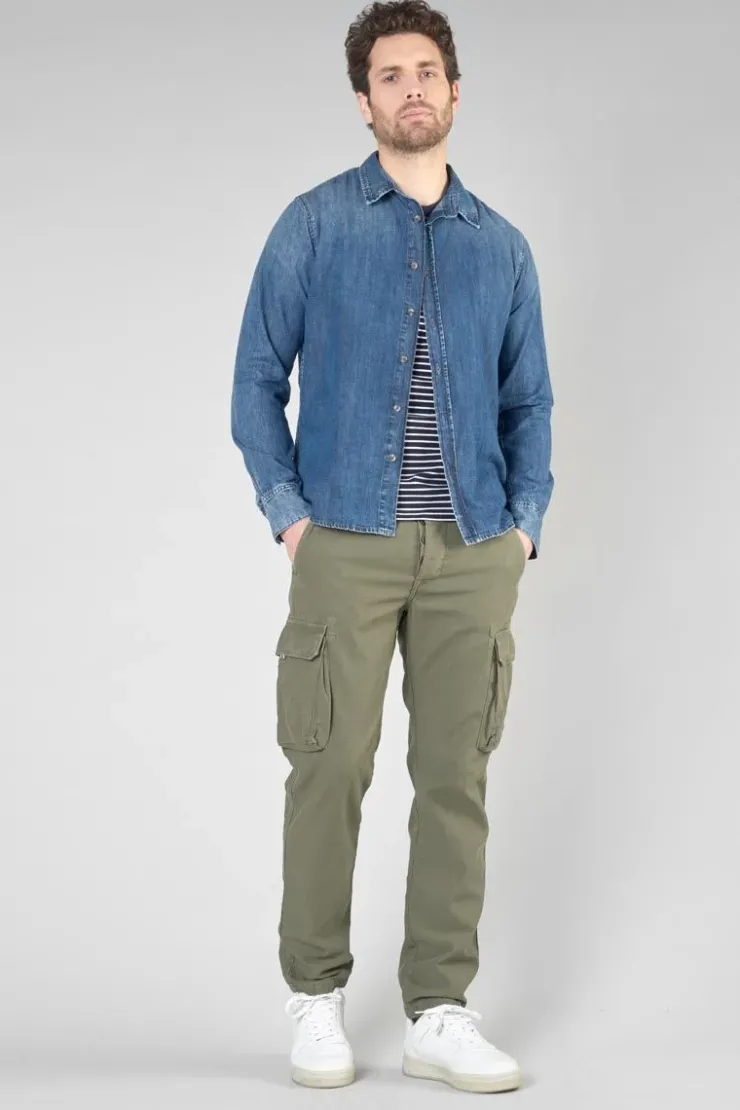 Homme Le Temps des Cerises Chemises Et Vestes-Chemise Valmy En Jeans Bleu Delave