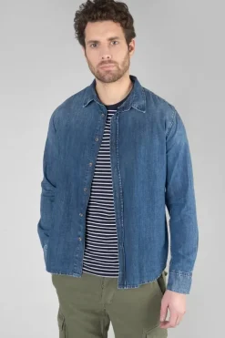 Homme Le Temps des Cerises Chemises Et Vestes-Chemise Valmy En Jeans Bleu Delave