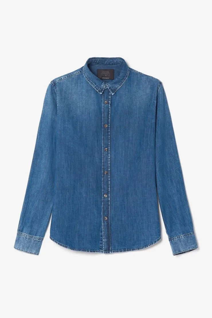 Homme Le Temps des Cerises Chemises Et Vestes-Chemise Valmy En Jeans Bleu Delave