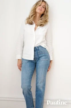 Femme Le Temps des Cerises Coupe Regular-Collab @Paulinetrrs Pablo Taille Haute 7/8Eme Jeans Bleu N°4