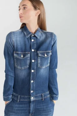 Femme Le Temps des Cerises Salopettes & Combinaisons-Combinaison En Jeans Sena Bleue