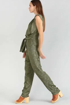 Femme Le Temps des Cerises Combinaisons-Combinaison Pantalon Arte En Jacquard Kaki