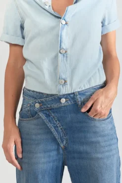 Femme Le Temps des Cerises Coupe Criss Cross-Combinaison Pantalon Cozette En Jeans Bleu