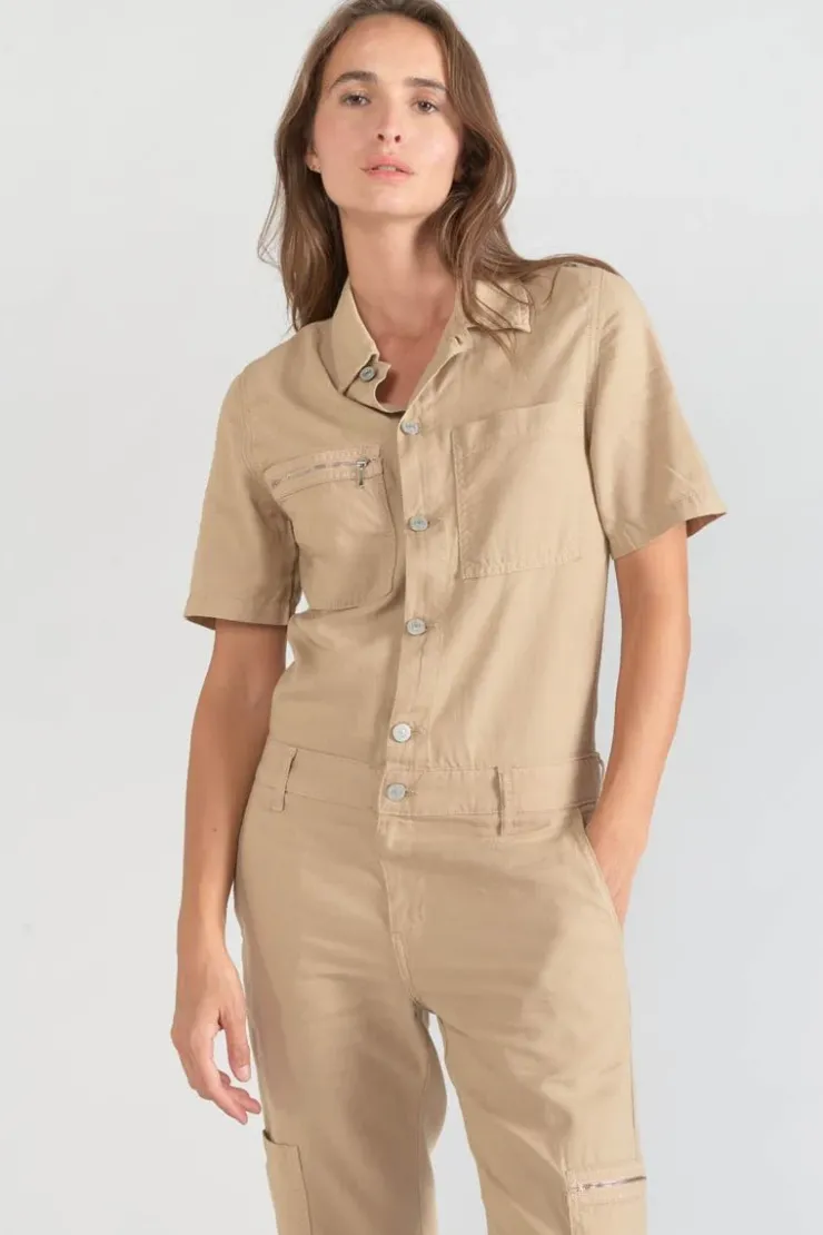 Femme Le Temps des Cerises Combinaisons-Combinaison Pantalon Luminy Beige Sable