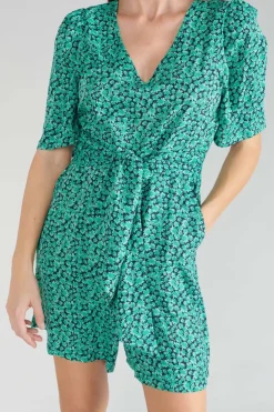 Femme Le Temps des Cerises Combinaisons-Combi-Short Amira A Motif Vert