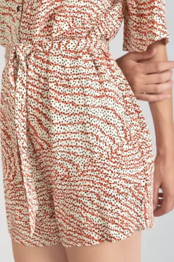 Femme Le Temps des Cerises Shorts & Jupes-Combi-Short Zely A Motif Orange Et Noir