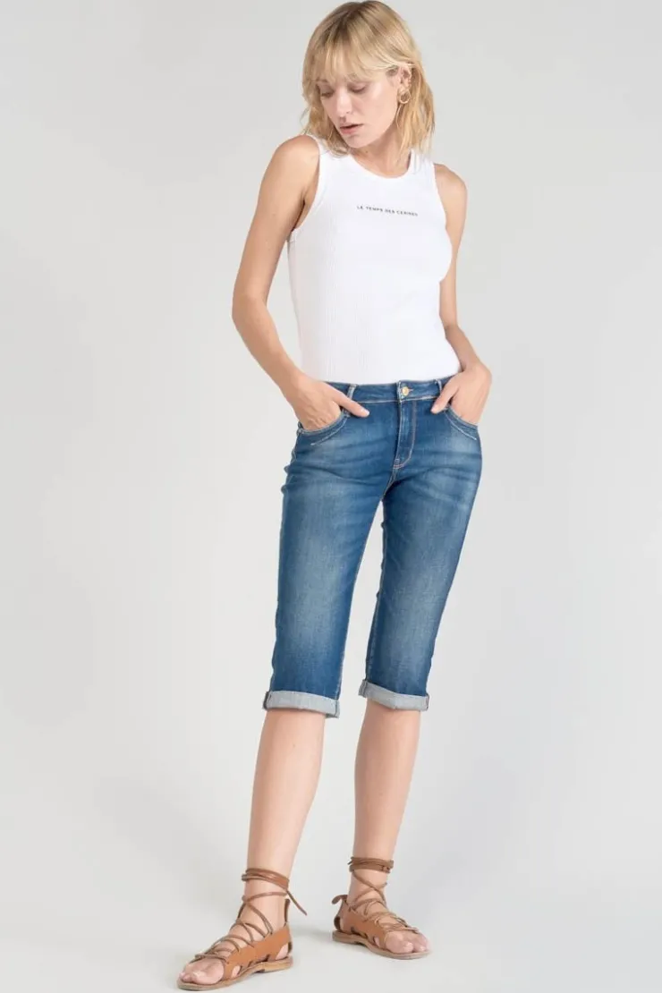Femme Le Temps des Cerises Jupes & Shorts-Corsaire Vallon En Jeans Bleu Delave