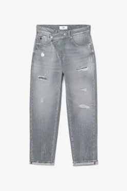 Femme Le Temps des Cerises Coupe Boyfit-Cosy Boyfit 7/8Eme Jeans Destroy Gris N°3