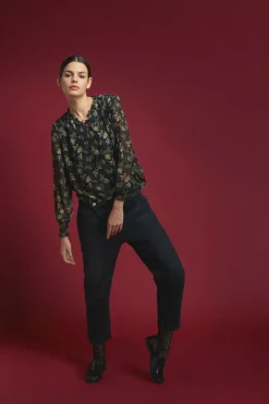 Femme Le Temps des Cerises Coupe Boyfit-Cosy Boyfit 7/8Eme Jeans Noir N°1