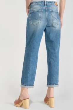 Femme Le Temps des Cerises Coupe Boyfit-Cosy Pocket Boyfit 7/8Eme Jeans Destroy Bleu N°4