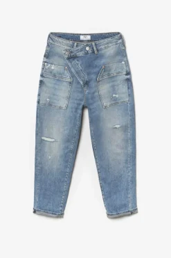 Femme Le Temps des Cerises Coupe Boyfit-Cosy Pocket Boyfit 7/8Eme Jeans Destroy Bleu N°4