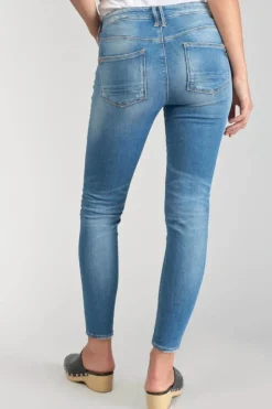 Femme Le Temps des Cerises Coupe Skinny-Dames Power Skinny 7/8Eme Jeans Destroy Bleu N°4