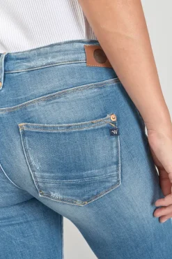 Femme Le Temps des Cerises Coupe Skinny-Dames Power Skinny 7/8Eme Jeans Destroy Bleu N°4