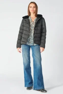 Femme Le Temps des Cerises Manteaux & Doudounes-Doudoune Isy Noire