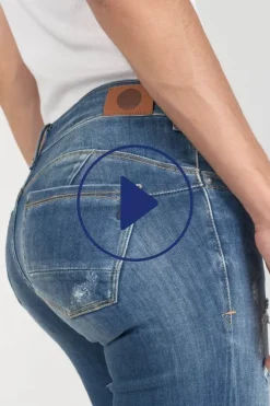 Femme Le Temps des Cerises Coupe Slim-Etoc Pulp Slim 7/8Eme Jeans Destroy Bleu N°2