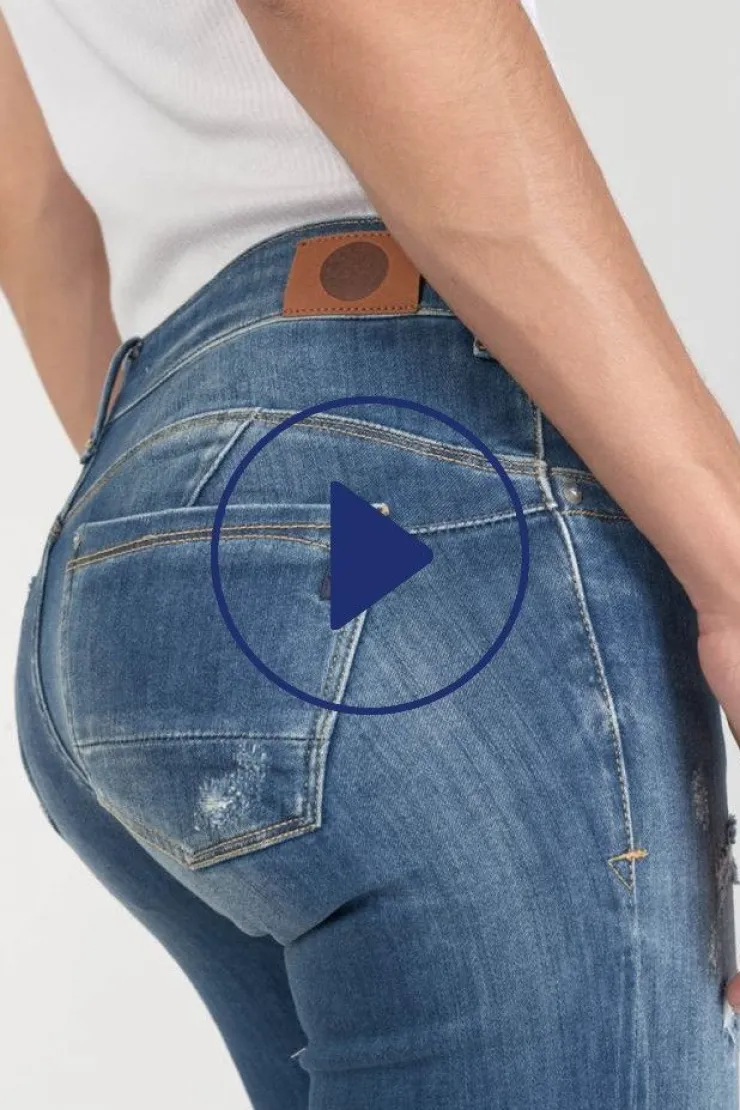 Femme Le Temps des Cerises Coupe Slim-Etoc Pulp Slim 7/8Eme Jeans Destroy Bleu N°2