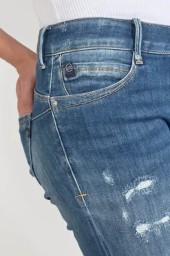Femme Le Temps des Cerises Coupe Slim-Etoc Pulp Slim 7/8Eme Jeans Destroy Bleu N°2