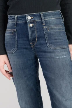 Femme Le Temps des Cerises Coupe Mom-Fafa 400/18 Mom Taille Haute 7/8Eme Jeans Destroy Bleu N°3