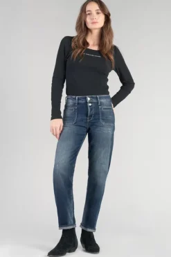 Femme Le Temps des Cerises Coupe Mom-Fafa 400/18 Mom Taille Haute 7/8Eme Jeans Destroy Bleu N°3