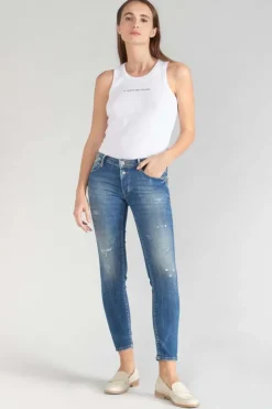 Femme Le Temps des Cerises Coupe Slim-Fino Pulp Slim 7/8Eme Jeans Destroy Bleu N°3