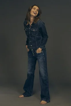 Femme Le Temps des Cerises Coupe Flare / Bootcut-Foch Flare Jeans Destroy Bleu N°2