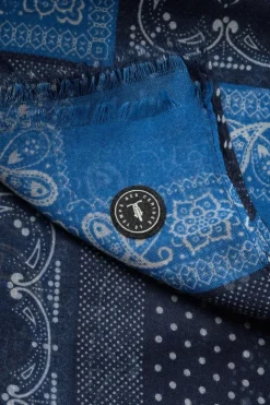 Homme Le Temps des Cerises Écharpes & Foulards-Foulard Brite A Motif Cachemire Bleu