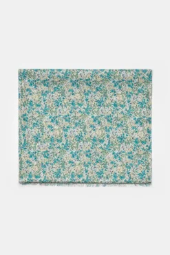 Femme Le Temps des Cerises Écharpes & Foulards-Foulard Jadida A Motif Fleuri Bleu Et Vert