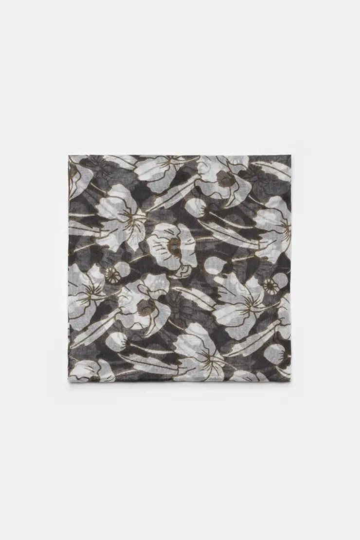 Femme Le Temps des Cerises Écharpes & Foulards-Foulard Valentine A Motif Fleuri Kaki