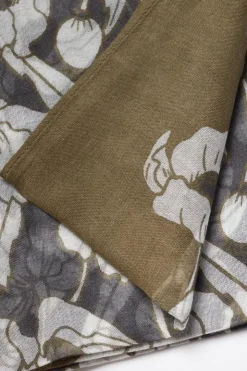 Femme Le Temps des Cerises Écharpes & Foulards-Foulard Valentine A Motif Fleuri Kaki