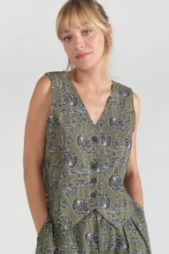 Femme Le Temps des Cerises Tops-Gilet Gish Kaki A Motif Fleuri