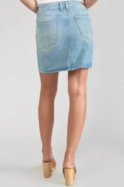 Femme Le Temps des Cerises Coupe Criss Cross-Jupe Alofi En Jeans Bleu Clair