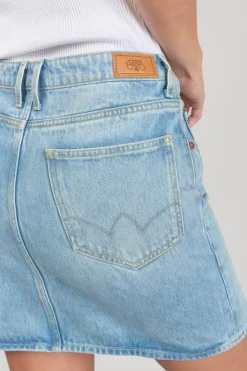 Femme Le Temps des Cerises Coupe Criss Cross-Jupe Alofi En Jeans Bleu Clair