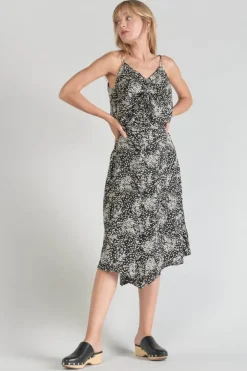 Femme Le Temps des Cerises Shorts & Jupes-Jupe Longue Cassand A Motif Fleuri Noir Et Blanc