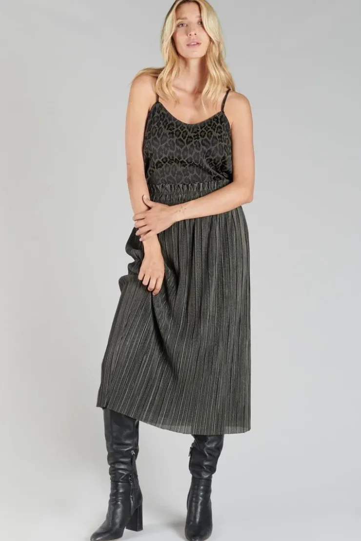 Femme Le Temps des Cerises Shorts & Jupes-Jupe Longue Karoli Kaki