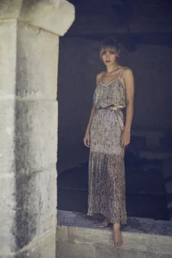 Femme Le Temps des Cerises Shorts & Jupes-Jupe Longue Ran Doree A Motif Fleuri