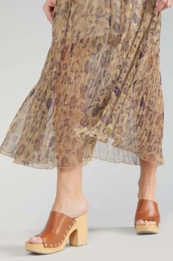 Femme Le Temps des Cerises Shorts & Jupes-Jupe Longue Ran Doree A Motif Fleuri