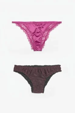 Femme Le Temps des Cerises Lingerie-Lot De 2 Culottes Liebe Fuchsia