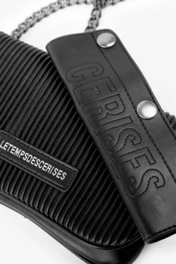 Femme Le Temps des Cerises Sacs & Portefeuilles-Mini Sac A Bandouliere Jade Noir Plisse