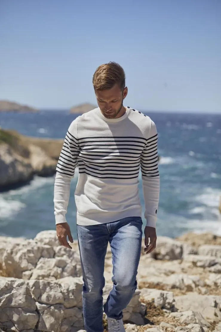 Homme Le Temps des Cerises Coupe Skinny-Mistral Power Skinny 7/8Eme Jeans Destroy Bleu N°3